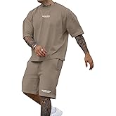 Ryehack Men's 2 Piece Outfits Short Sleeve Crew Neck Summer T Shirt and Drawstring Casual Track Shorts Sportswear Sets