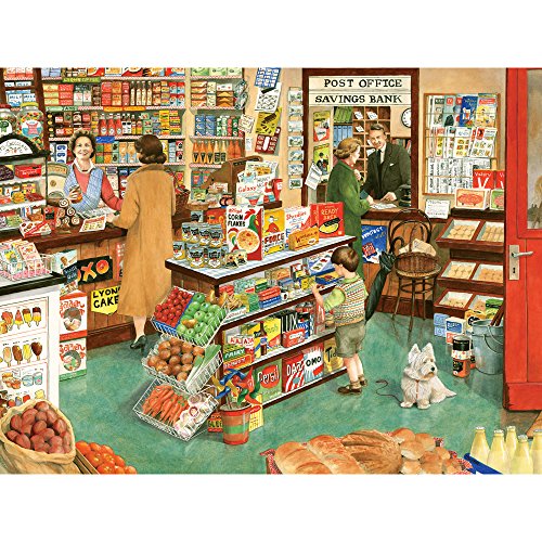 Bits and Pieces 300 Large Piece Jigsaw Puzzle for Adults - Village Shop - 300 pc Small Town General Store Jigsaw by Artist Tracy Hall