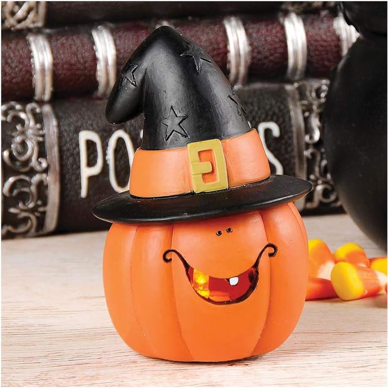 Blossom Bucket Halloween Decor - LED Lighted Pumpkin Jack O Lantern Figurine