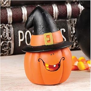 Blossom Bucket Halloween Decor - LED Lighted Pumpkin Jack O Lantern Figurine