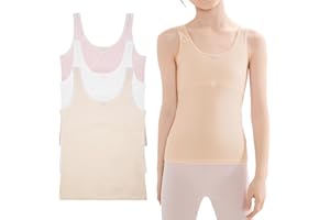 SEAUR Kids Girls Cami Tank Top Sleeveless Cotton Undershirts Breathable Camisoles with Shelf Bras