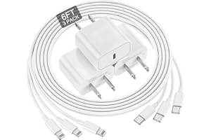 DELONI Phone Charger Fast Charging 6 FT, Long USB C to Lighting Cable 6 Foot with 20W USB C Rapid Phone Charger Block, Compatible with iPhone 14 Pro/13Pro Max/12/11Pro/Mini, 3 Pack