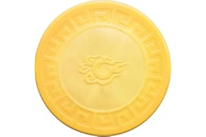 AIYGOUWU Dog Flying Discs,Interactive Rubber Flyer Dog Toys,Put Cloth in Middle for Durability,Glow at Night,9 inch for Medium/Large Dogs.(Yellow)