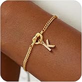 GWH Gold Initial Bracelet for Women - Dainty 18K Gold Letter A-Z Bracelets for Women Non Tarnish Waterproof Love Knot Bracelets with Initials Jewelry Gifts