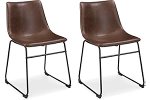 Signature Design by Ashley Mid Century Centiar Dining Bucket Chair Set of 2, Black and Brown