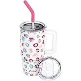 Zukro 24 oz Tumbler with Handle and Straw, Insulated Leak Proof Coffee Travel Mug with 2 Lids, Keep Drinks Hot or Cold, No Sweat Stainless Steel Cup for Home/Office/Car, Dishwasher Safe