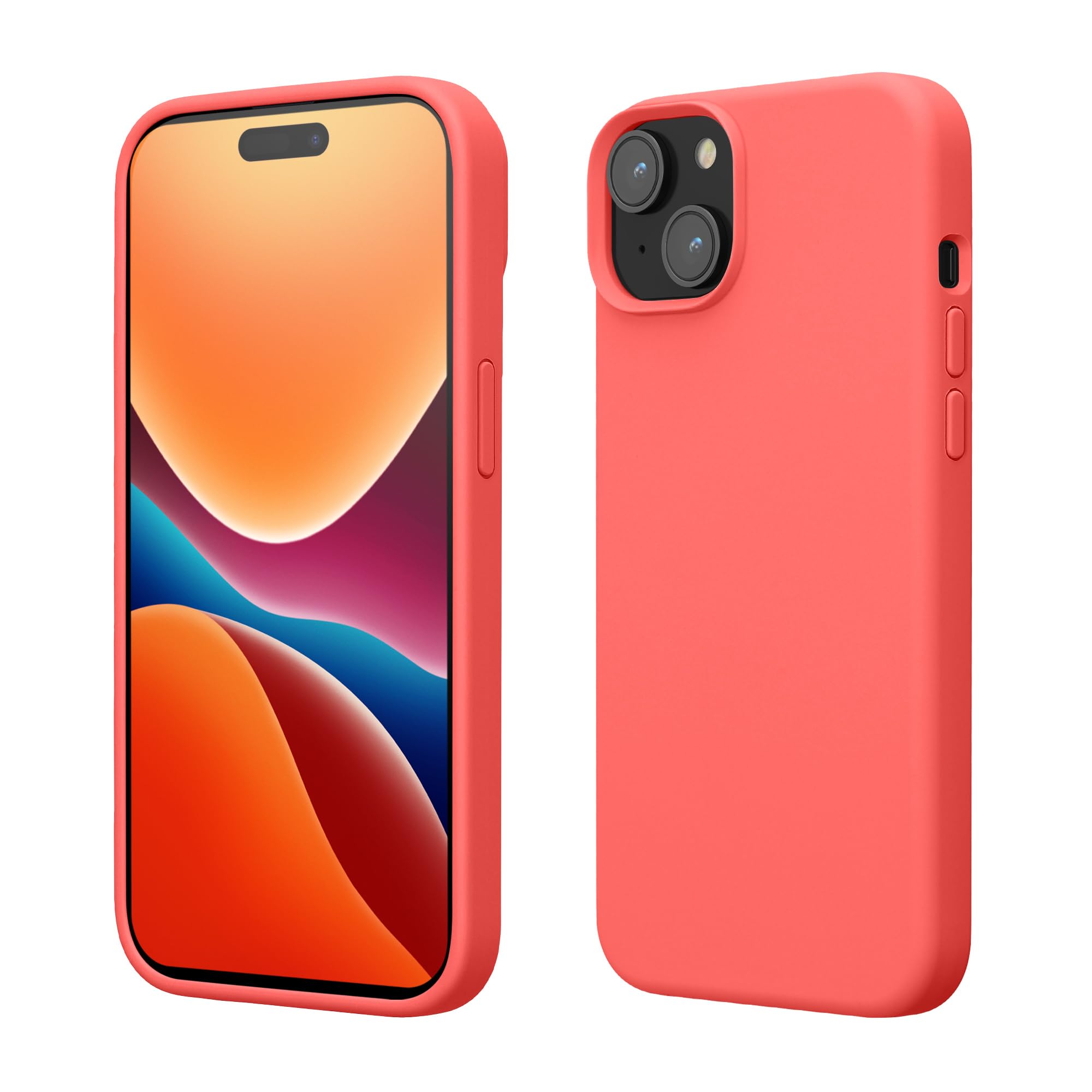 kwmobile Case for iPhone 15 Plus Case - Soft TPU Silicone Cover - Neon Coral