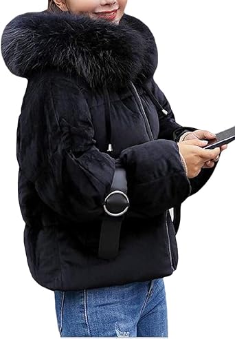 short parka with faux fur hood