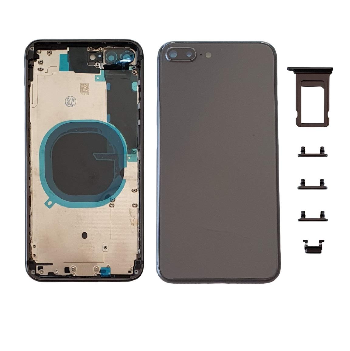 Smartex® Back cover Housing + Frame compatibile with iPhone 8 PLUS | Rear Shell NO LOGO, NO PRE-INSTALLED COMPONENTS (Space grey)