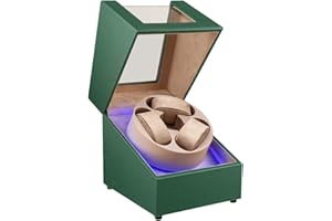 J&T Technology Watch Winder for Automatic Watches,Automatic Watch Winder with LED Light,Rotating Watch Case with Japanese Quiet Motor,4 Rotation Modes,USB Type C
