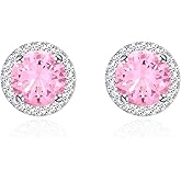 YOQUCOL Bright 8MM,10MM Cubic Zirconia Crystal Stud Earrings Round Pierced Earrings For Women
