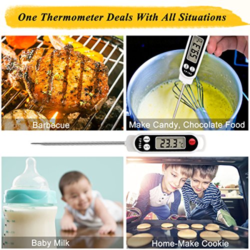 Meat Thermometer, Digital Food Cooking Thermometer Kitchen Instant Read Thermometer Barbecue Thermometer Candy Thermometer for Kitchen BBQ Grill Smoker Meat Candy Milk - Thumbnail 2