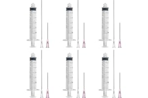 ISOPEN 6PCS 10ml Ink Syringes with 16Ga 18Ga Blunt Tip Needles for Refilling Ink Cartridges,Glue Application,Liquid Dispensing and Measuring