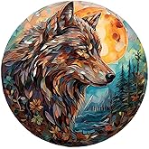 DTSFHTDAL Stained Acrylic Window Hangings, Animal Decoration Suncatcher for Window Suncatchers Sofa Wall Hanging Ornament TV Wall Hangings with Chain and Hook Indoor Hanging Art (Wolf)