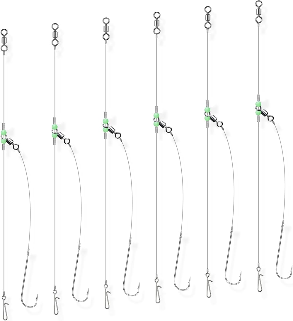Dr.Fish 6PCS Sea Fishing Rigs Beach Casting Single & Double Hook Rigs
