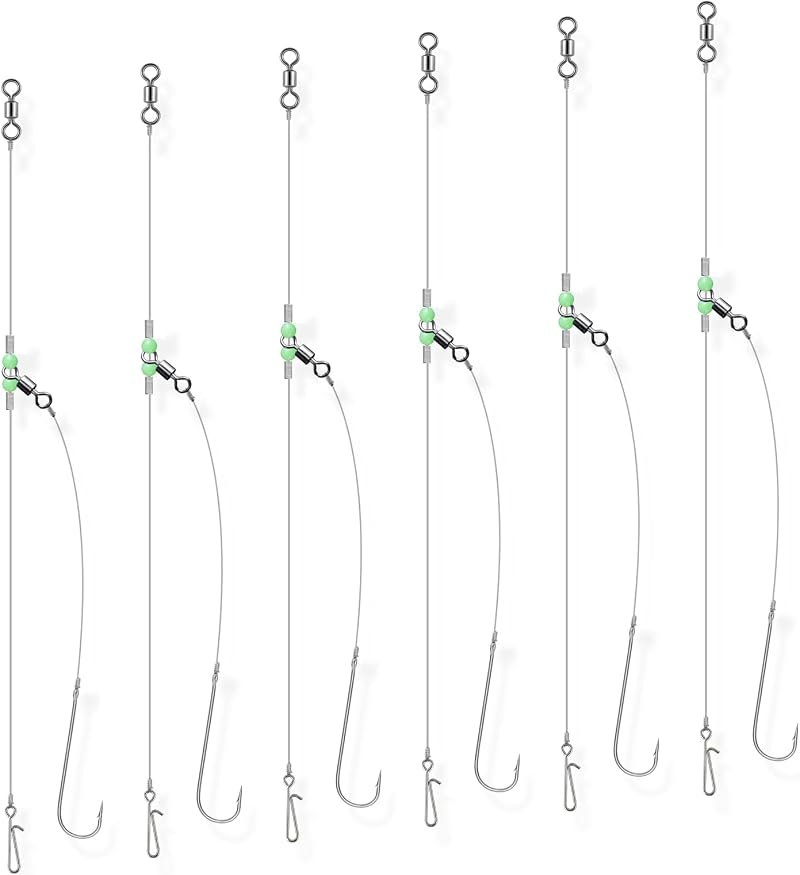 Dr.Fish 6PCS Sea Fishing Rigs Beach Casting Single & Double Hook Rigs