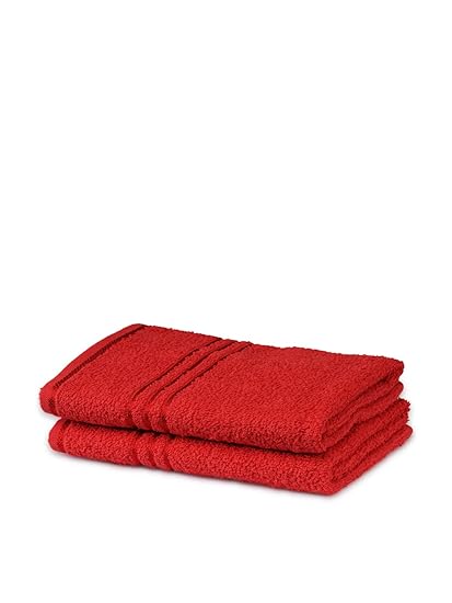 Trident Everyday Solid 2 Piece 380 GSM Cotton Hand Towel Set - Tangy Tomato