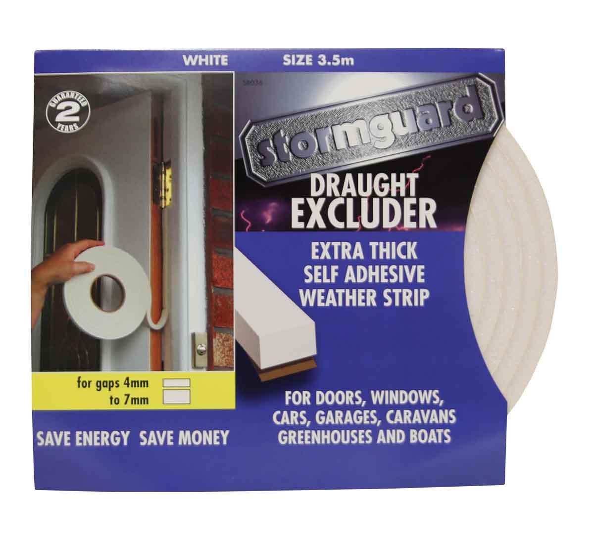 White Extra Thick Rubber Foam Draught excluder Weather proofing Seal for 4-7mm Gaps by Stormguard. 3.5 Metre roll. Guaranteed 2 Years.