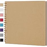 Finksy 10 x 10 Inch DIY Scrapbook Photo Album Brown 40 Pages Hardcover Kraft Blank Memory Book for Wedding and Anniversary Fa
