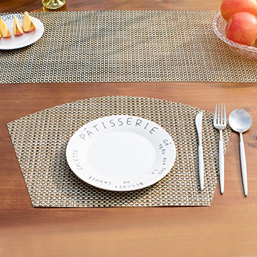 SHACOS Round Table Placemats Wedge Placemats Woven Vinyl Placemat Set