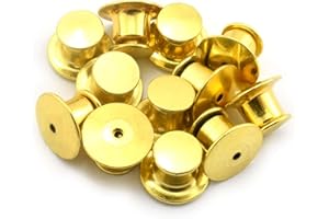 LQ Industrial 12PCS Metal Locking Pin Backs Clasp Bulk Pin Keepers for Name Tags Displaying Books Disney Pins Golden
