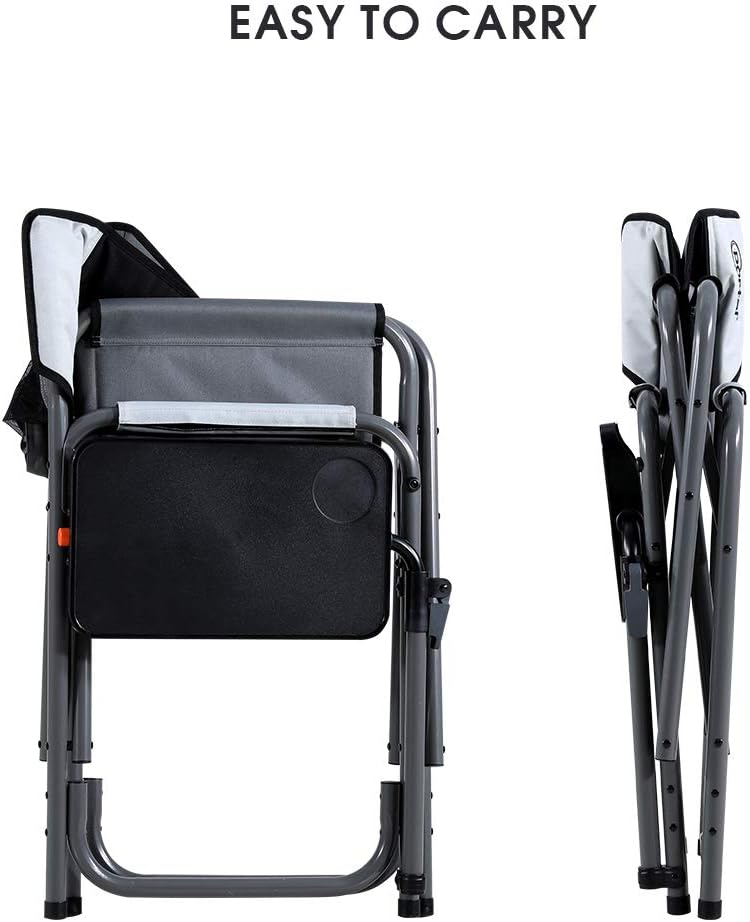 Portal Max Comfort Tablet Table Director's Chair, 17.9”W x 14.6”D x 18.1”/ 34.3”H, Grey: Sports & Outdoors