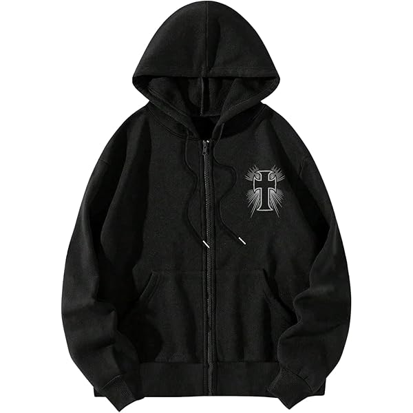 Amazon.com: SHENHE Men's Graphic Zip Up Cross Print Hoodie Y2k