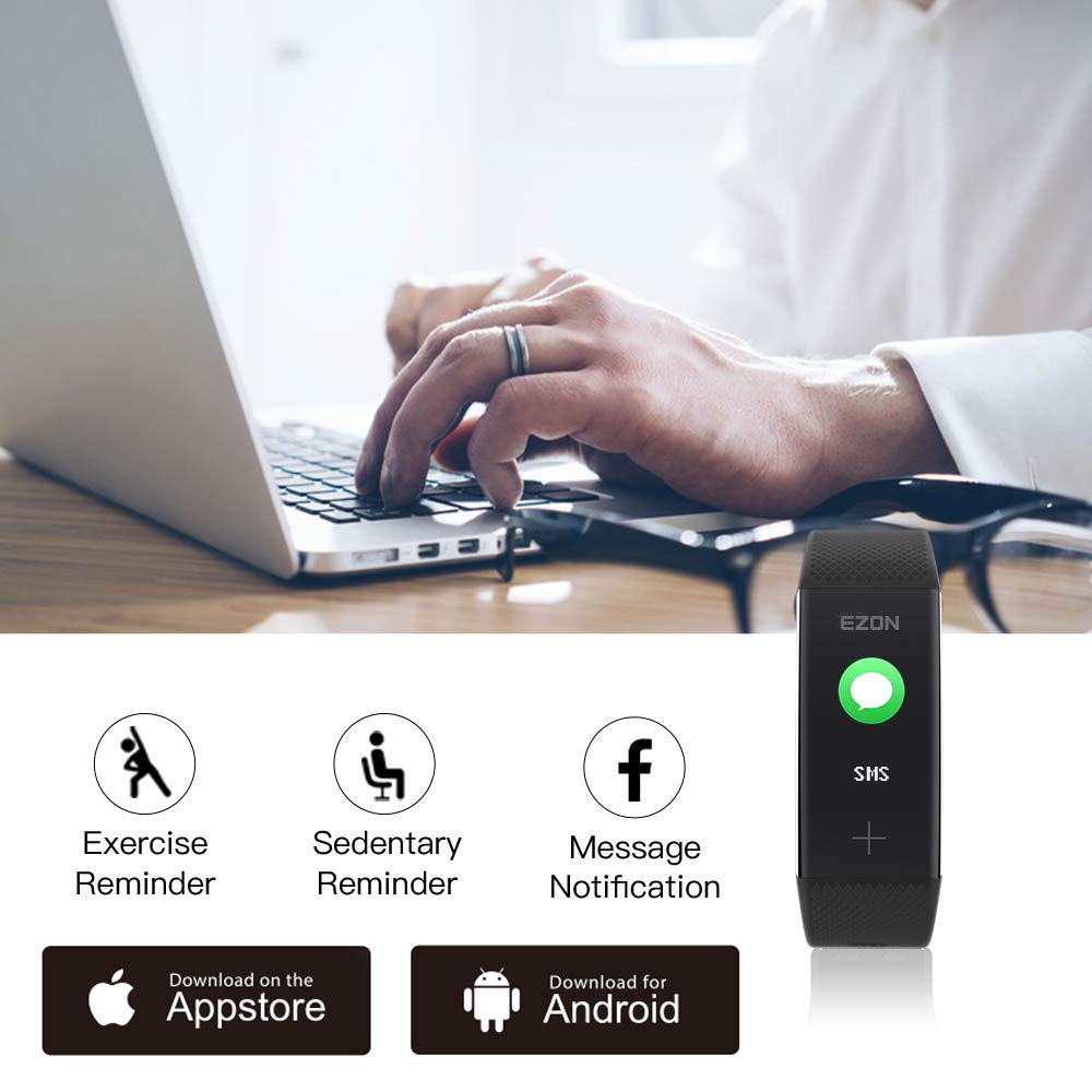 EZON Bluetooth Smart Watch Fitness Tracker Color Screen Smart Bracelet with Pedometer Music Control Camera Remote Shoot Heart Rate Sleep Monitor Health T918 (Green)