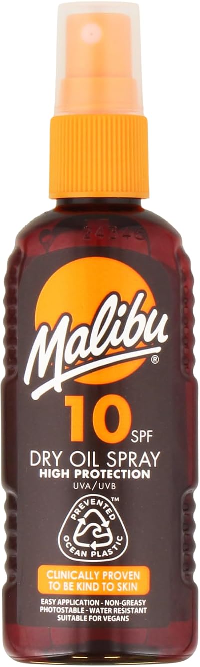 Malibu SPF 10 Dry Oil Spray 100ml Non-Greasy Tanning & Moisturising