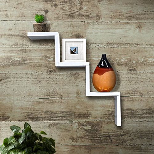 Shelving Solution Ladder Type Shaped Wall Shelf (White)
