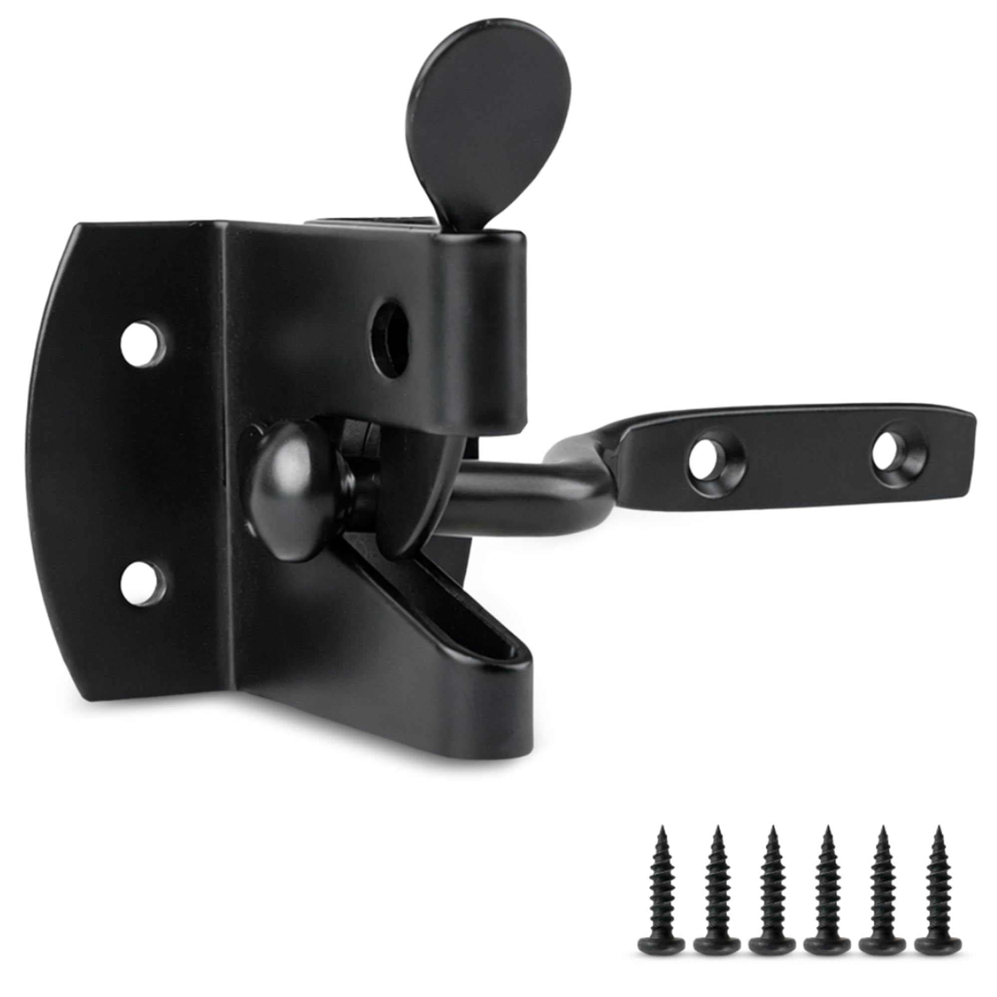 ZAVIA Auto Gate Latch for Wooden Gates - Heavy Duty Black Door Latch Lock Self Locking Gate Catch - Auto Door Latches for External Doors