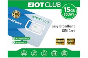 EIOTMART EIOTCLUB Prepaid Data SIM Card 15GB/30Day, 5G/4G LTE Nationwide Coverage, Compatible with AT&T Network | Data Only SIM Card for Routers, Portable WiFi Hotspots, Tablets & Unlocked Phones, No Contract