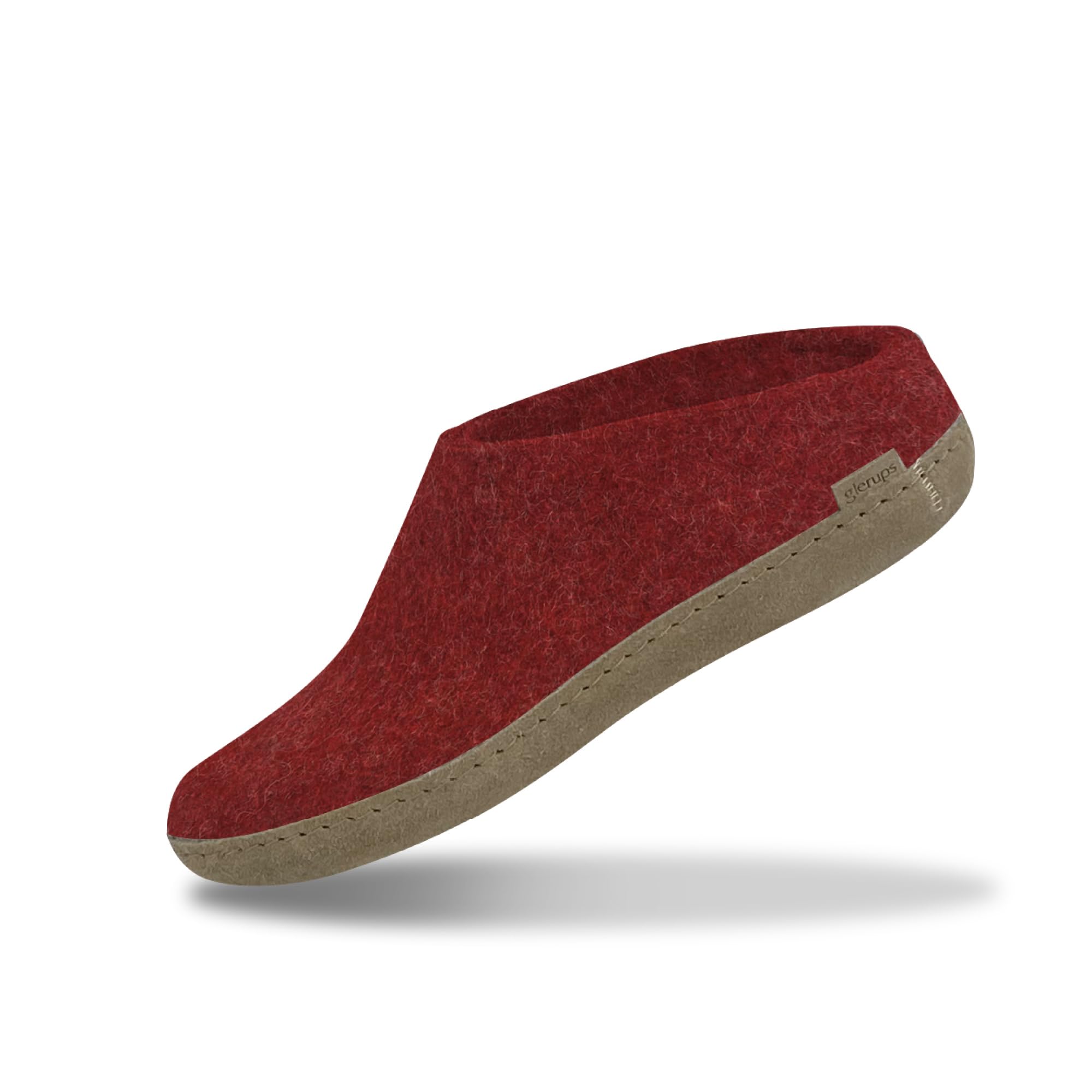 Glerups 100% quality wool mix Slipper with leather sole - Unisex Slip-on - Red Image