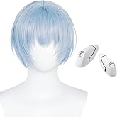 Wiggy Mermaid Ice Blue Wig for Anime Cosplay Wig + Hairpin Anime Short Unisex Straight Fluffy Halloween Costume Hair Wigs + Cap