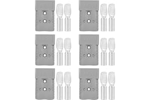 ANCHImsr 350A Forklift Battery Connector 2/0 AWG Gray 350A 600V Plug, Jumper Cable Plug Connect/Disconnect for Recovery Winch, Towing Systems (6PCS 350A Gray)
