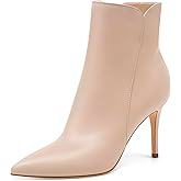 JANSEVEN Women's Heeled Ankle Boots Stiletto High Heel Booties Pointed Toe Comfortable Sexy Classic Short Boots