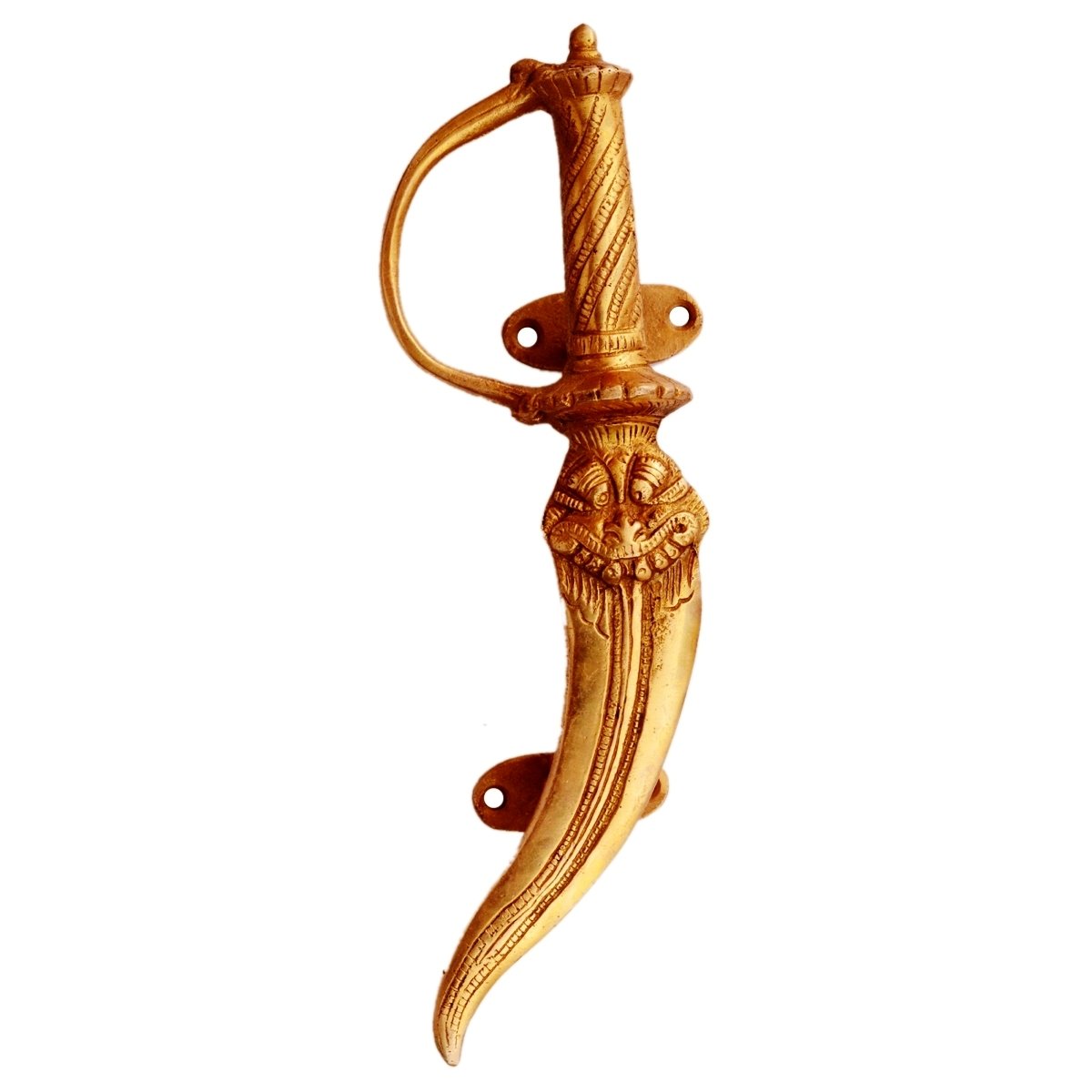 Purpledip Brass Door/Window/Cupboard Handle: 'Warrior Sword' (11133)