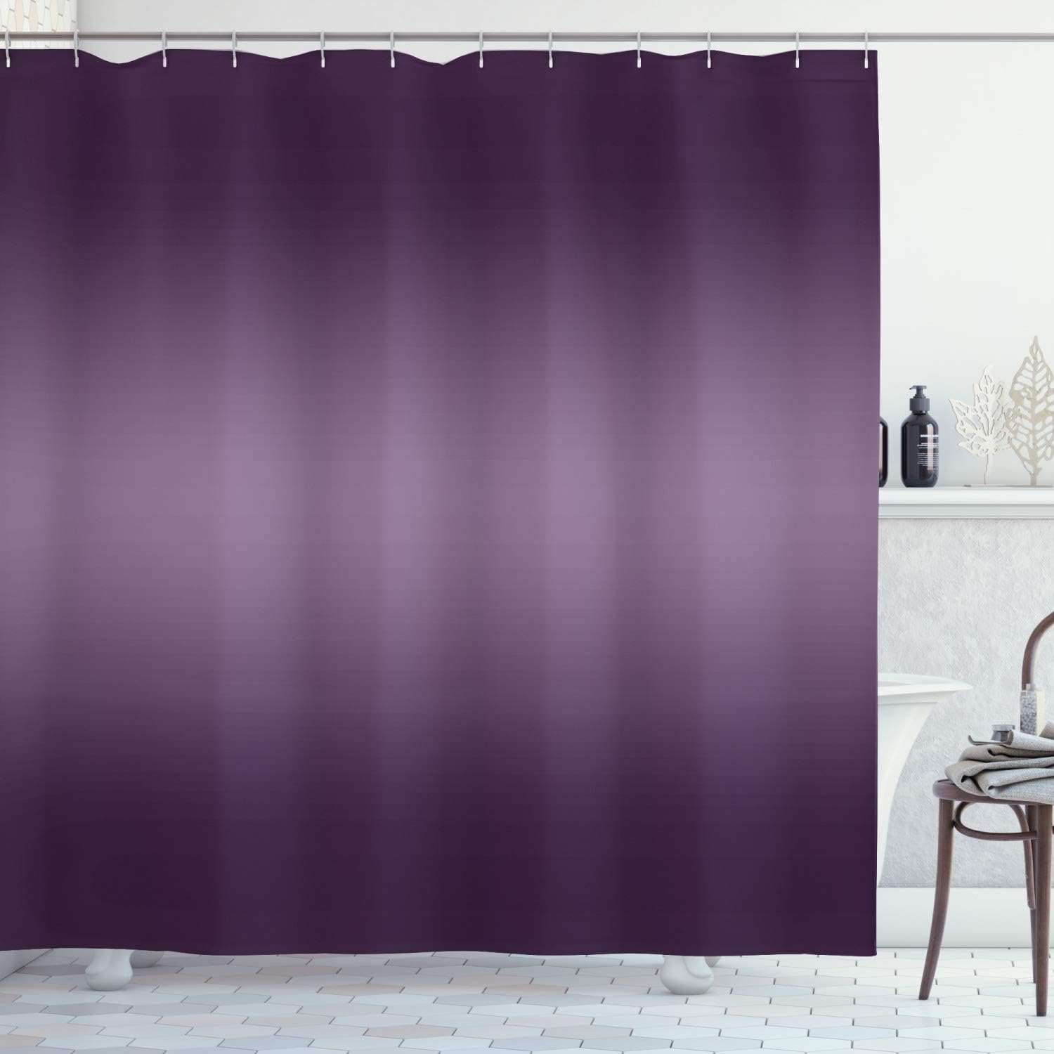 Amazon Com Ambesonne Ombre Shower Curtain Hollywood Theater Inspired Vintage Digital Purple Colored Modern Design Artwork Print Cloth Fabric Bathroom Decor Set With Hooks 84 Long Extra Plum Home Kitchen