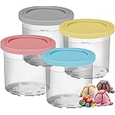 4 Pack Ice Cream Containers Compatible with Ninja Creami NC299AMZ NC300 & NC301 Series Ice Cream Maker, Replacement Pints Con