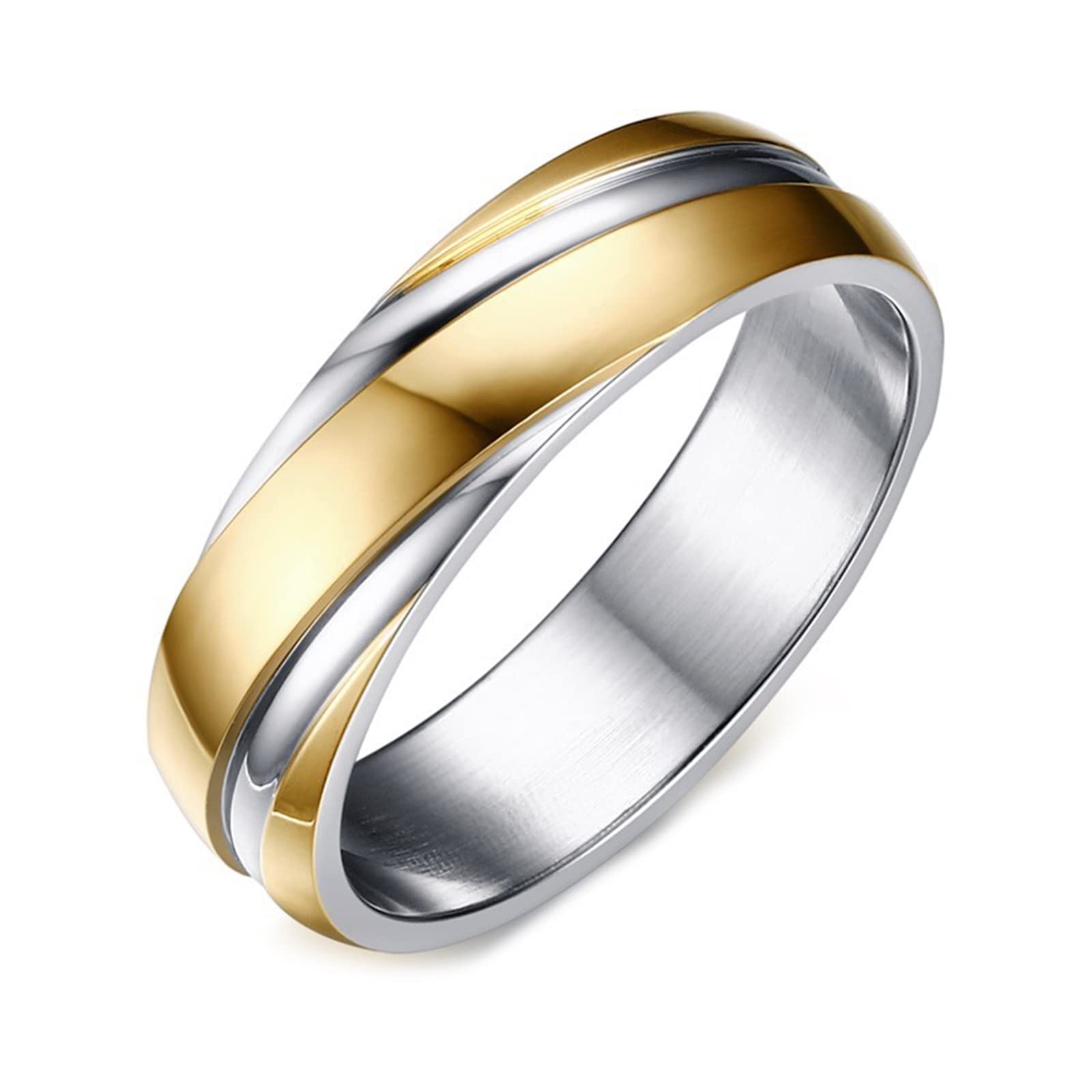 Wedding Band Unisex, Stainless Steel Custom Ring for Him 6MM Two