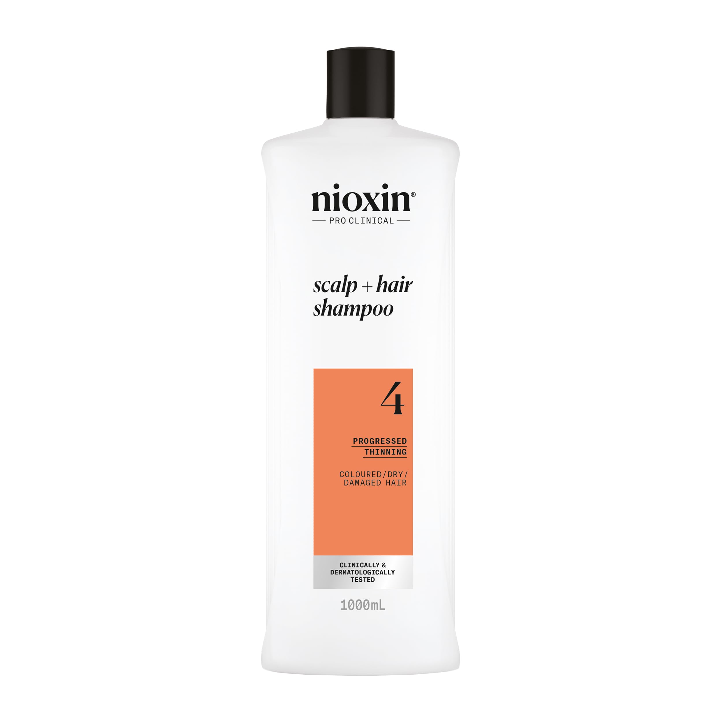 Nioxin System 4 Scalp + Hair Shampoo - Hair Thickening Shampoo For Coloured, Dry and Damaged Hair with Progressed Thinning - with Biotin & Niacinamide, 1L