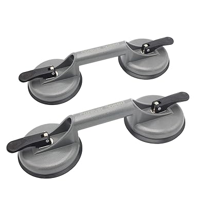 Forever Speed 2x Saugheber Aluminium Suction Lifters Glass Suction Vacuum Lifter 120 mm max.90 /100kg mit 2 Saugnäpfen (Grau)