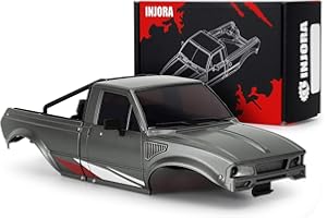 INJORA IR60 Pickup Hard Body Shell with Bed Rack for 1/18 RC Crawler TRX4M Defender Bronco(Grey)