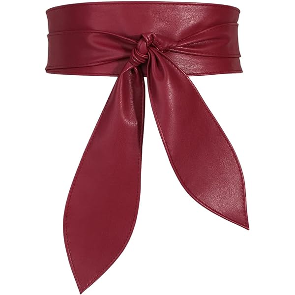 6589 Women\'s Soft Leather Bow Ribbon Waist Belt Fashion Obi Wrap Wide Amazon.com: Kawailay Women Obi Belt Pu Leather Waist Wide  main image 3