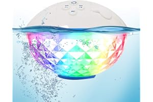 BLUFREE Floating Pool Speakers with Colorful Lights, Bluetooth Wireless Pool Speaker Floatable IPX7 Waterproof, Built-in Mic,Crystal Clear Sound Pool Speakers with lights for Hot Tub Outdoors Swim