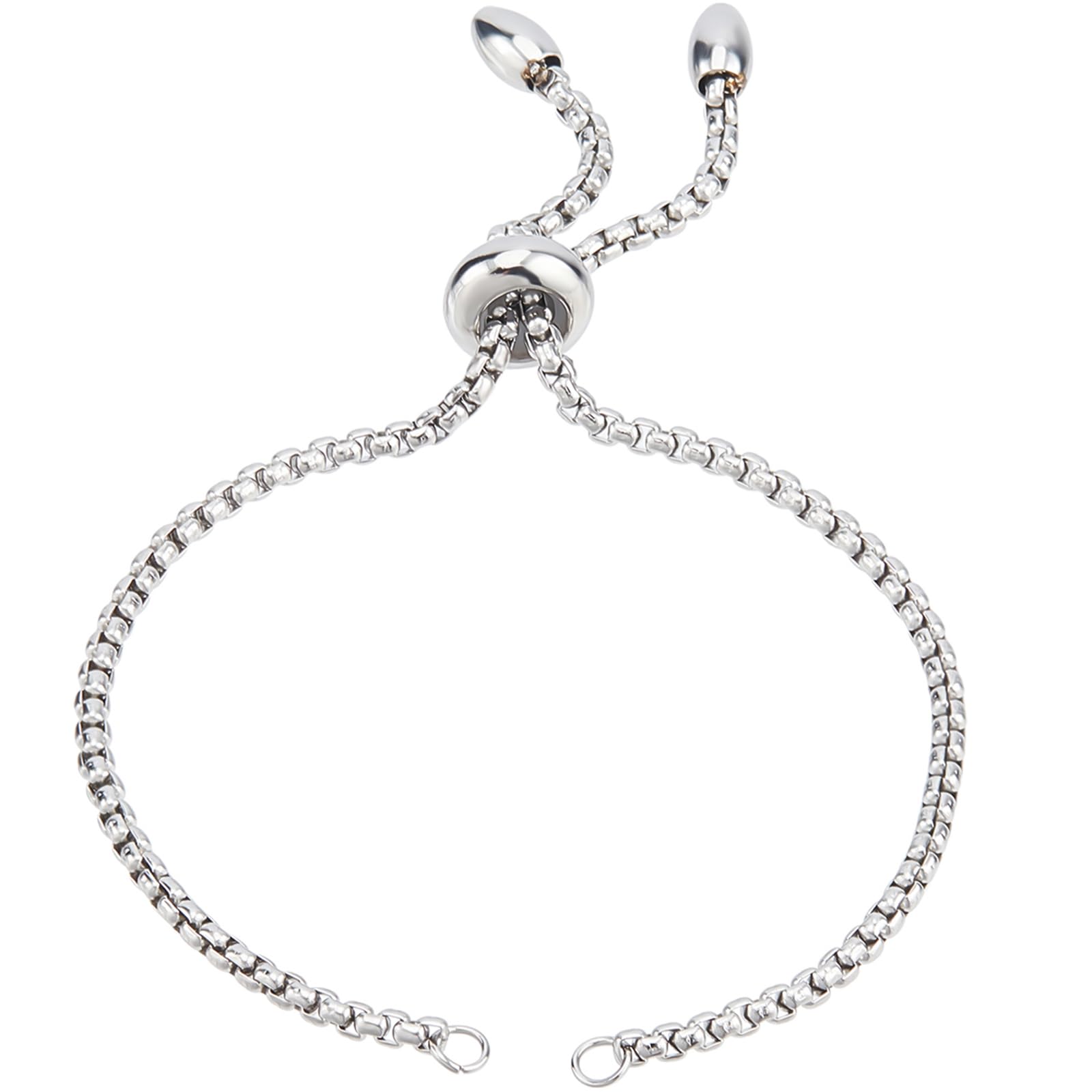 Beebeecraft 1 Box 10 Strand 22cm Adjustable Slider Bracelets Chain 22cm Stainless Steel 8.6Inch Jewelry Making Extender Chains with Ball Ends for Jewellery Making DIY Findings