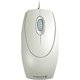 Cherry WheelMouse Wired Optical Mouse, Light Gray | Symmetrical Design, 1000 DPI Sensor, 3 Buttons, USB Connection