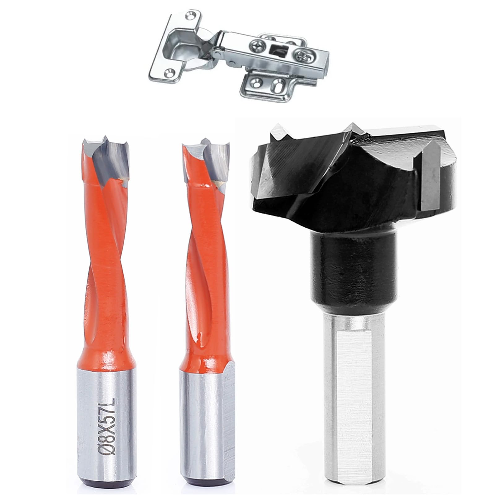 Sinoprotools Brad Point Boring+Hinge Boring Bit Set, Carbide Tipped Boring Bit Set, High Performance Brad Point Boring