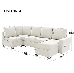 EMKK Modular Sectional Sofa, U Shaped, 6 Seat