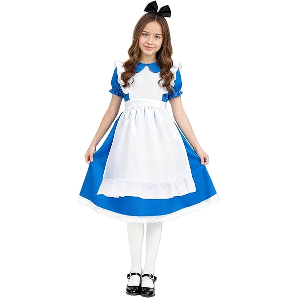Amazon.com: IMISHM Halloween Cosplay Costume Halloween costume Blue Dress  White Apron With Bow HeadBand Stockings : Toys & Games